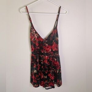 Fragile crushed velvet floral romper